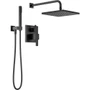 Delta Modern Square Non Shared Function Shower System Package with 1.75 GPM Single Function Shower Head and Hand Shower - Includes Rough-In Matt Black