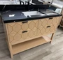 Royal Crete 48  inch Geometric Wood Design  Bathroom Vanity with Quartz Countertop