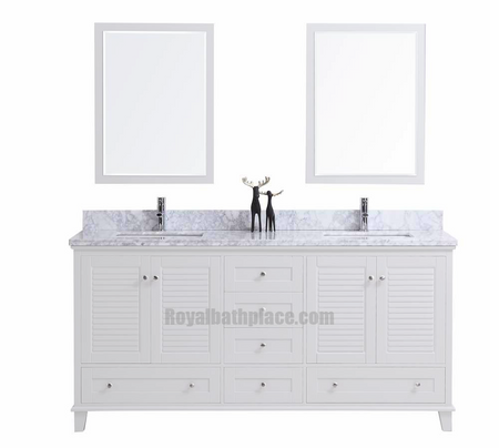 Palmera 90 inch Double Sink Bathroom White Vanity & Side Cabinet Tower