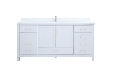 Palmera 90 inch Double Sink Bathroom White Vanity & Side Cabinet