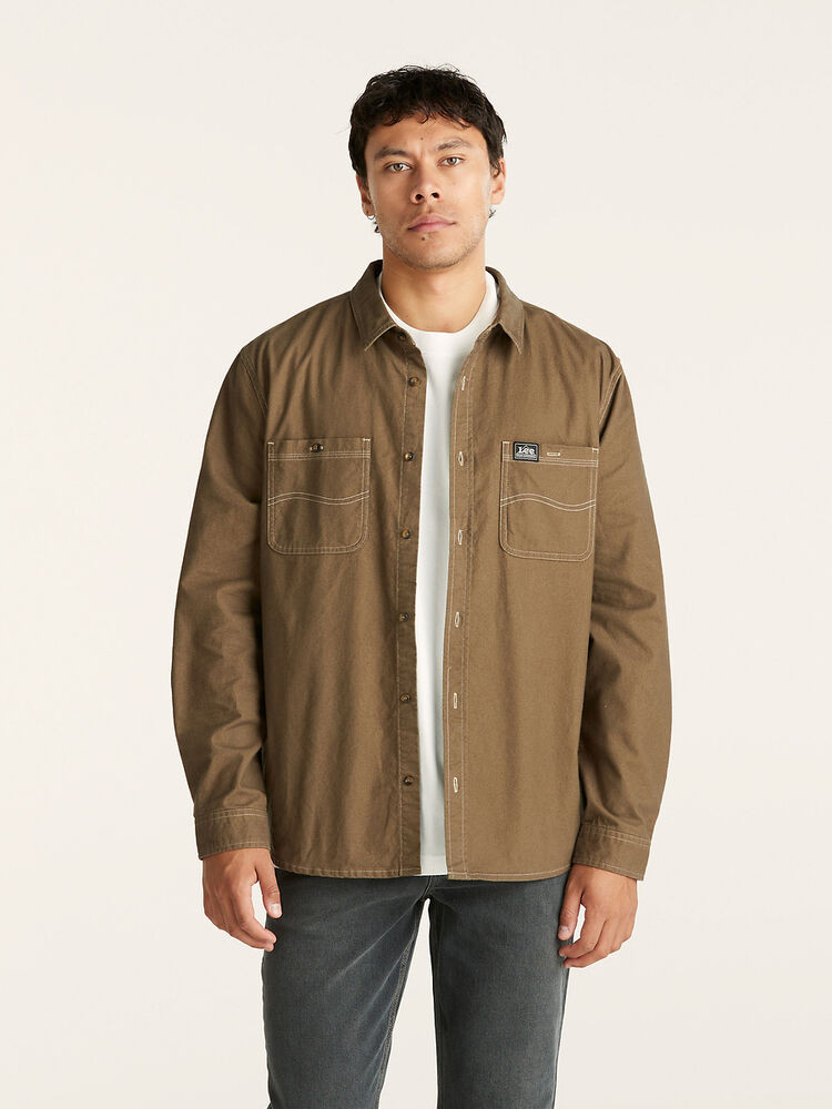 Lee Worker LS Shirt Brushed Brown Rob's Jeanery