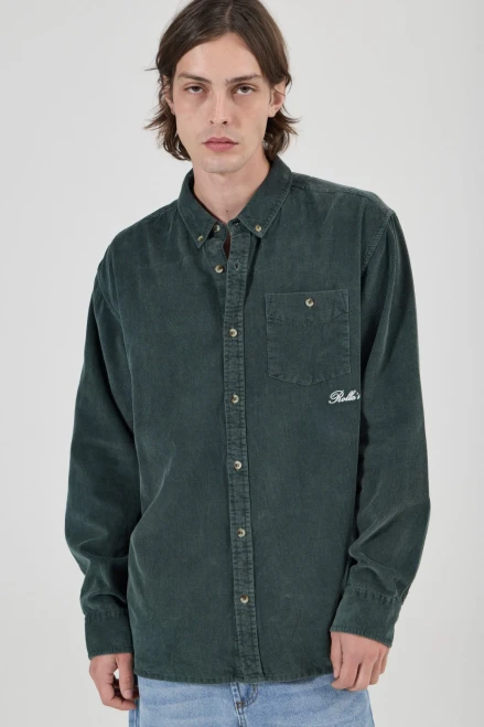 rollas-cord-dark-green-shirt
