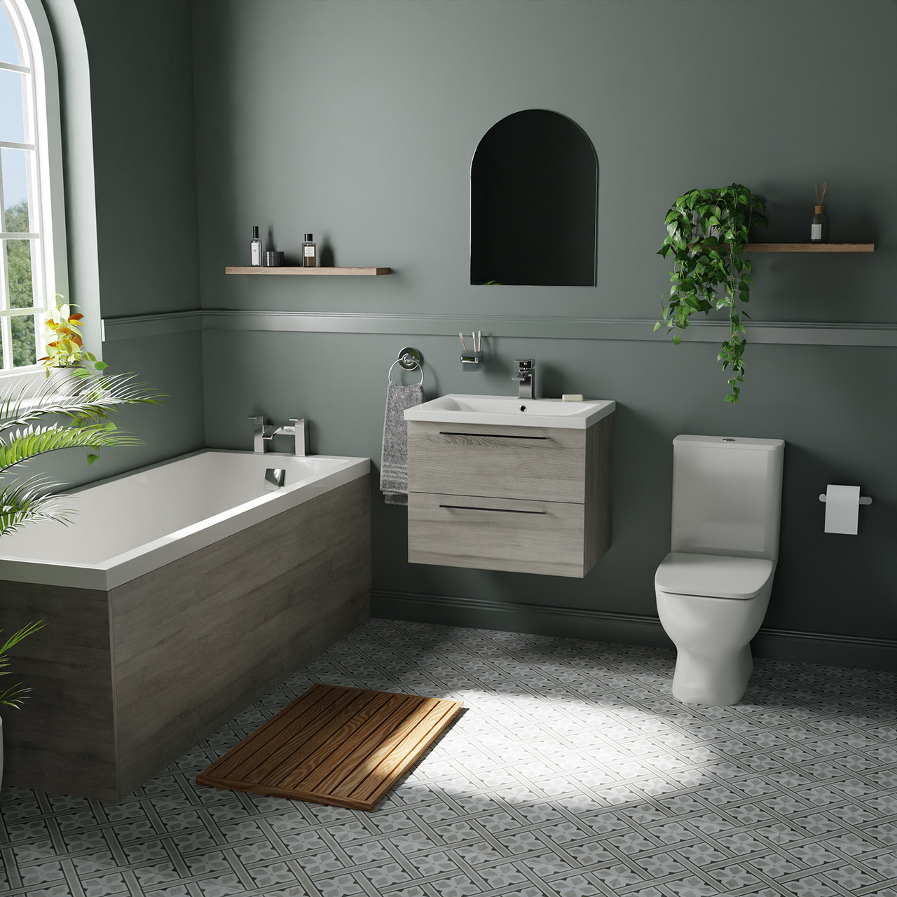 Kent 1700mm Straight Single Ended Bathroom Suite including Deep Blue