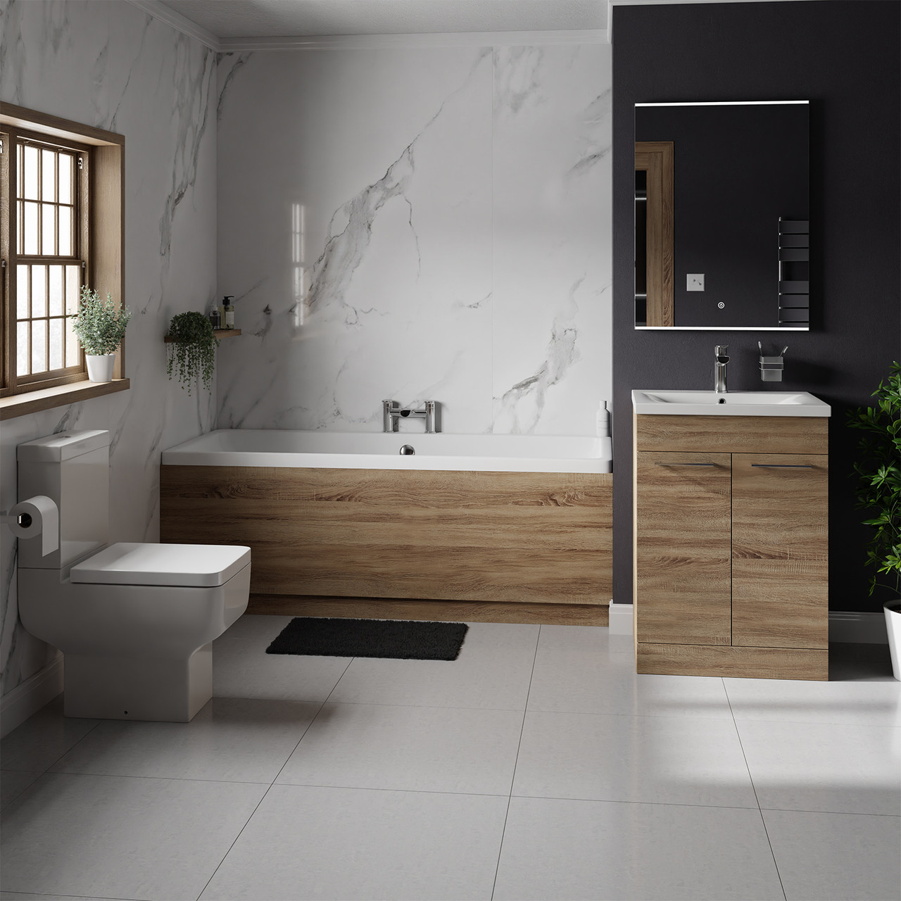 Denton 1700mm Slim Edge Straight Double Ended Bathroom Suite