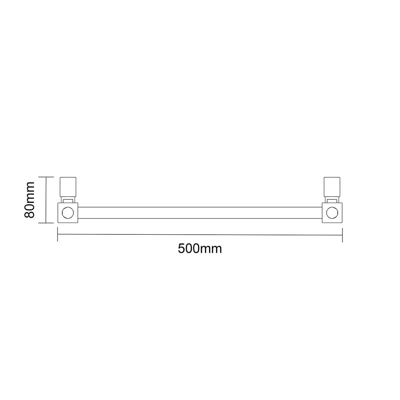 Cohen Matt Black 800mm x 500mm Straight Electric Heated Towel Rail Dimensions