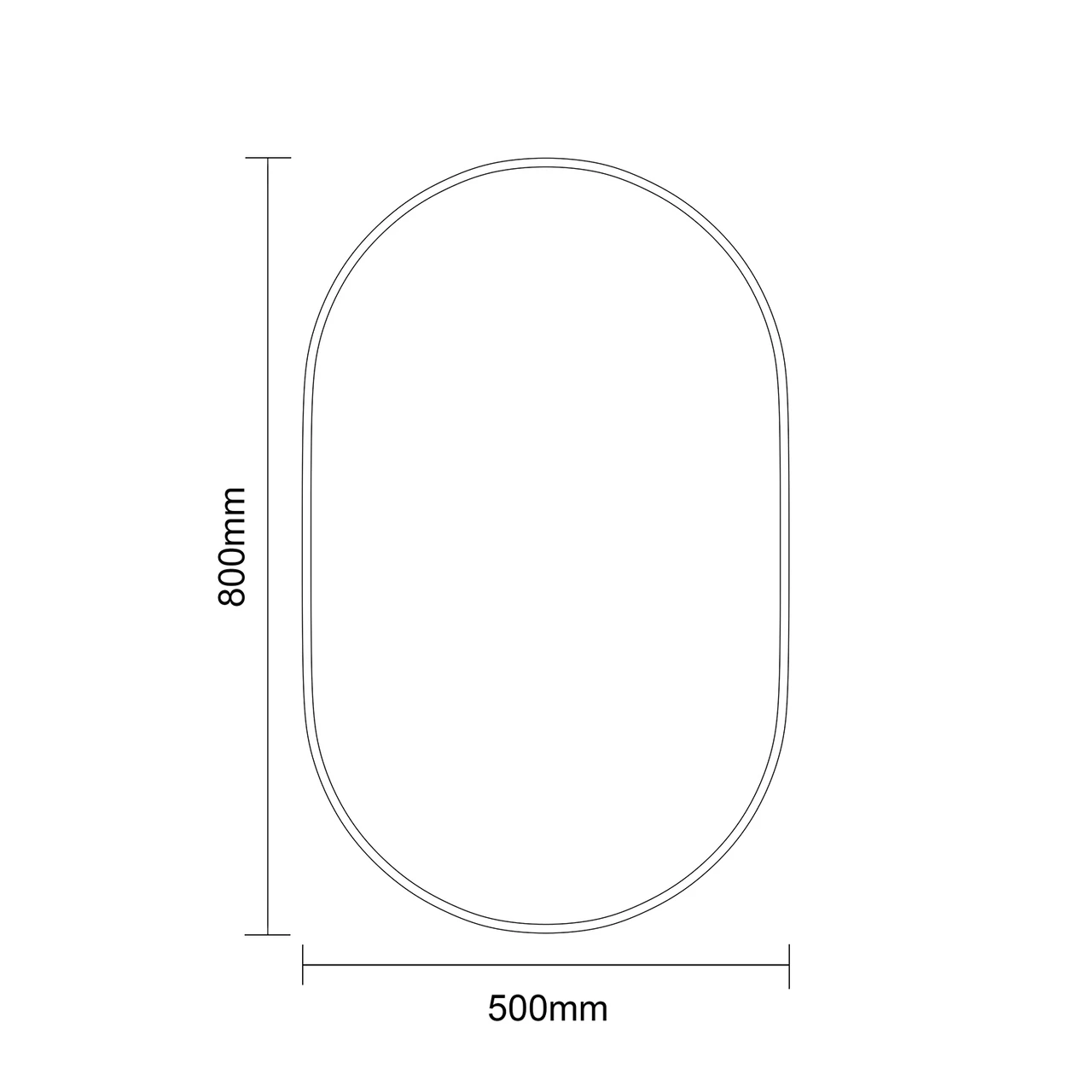 Bamford Colore Brushed Brass Aluminium Frame 500mm x 800mm Mirror Dimensions Front