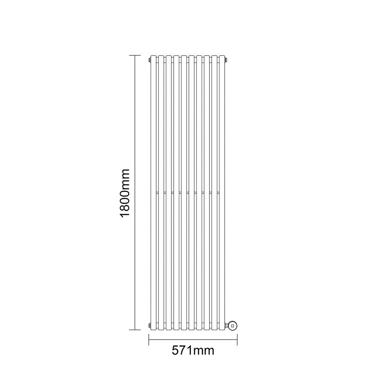 Sinclair White 1800mm x 495mm Vertical Digital Thermostatic Single Panel Electric Radiator Dimensions