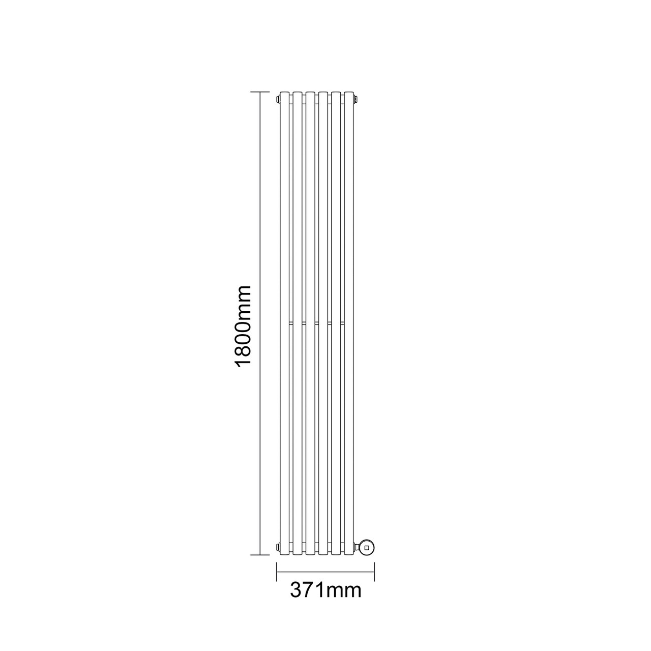 Sinclair Anthracite 1800mm x 295mm Vertical Digital Thermostatic Single Panel Electric Radiator Dimensions