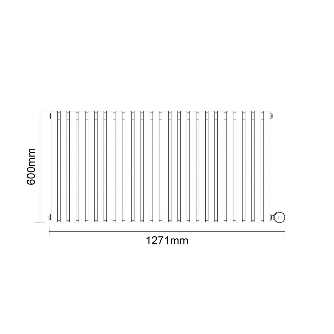 Sinclair Colore Brushed Brass 600mm x 1195mm Horizontal Digital Thermostatic Single Panel Electric Radiator Dimensions