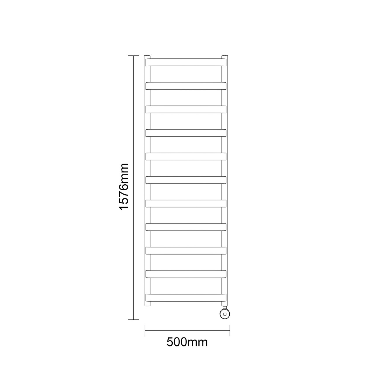 Milton Anthracite 1500mm x 500mm Curved Digital Thermostatic Electric Heated Towel Rail Dimensions