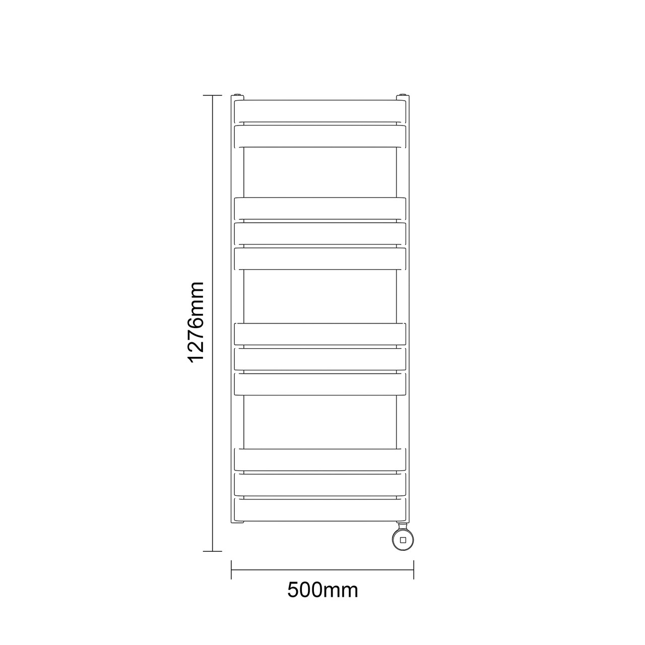 Darby Anthracite 1200mm x 500mm Curved Digital Thermostatic Electric Heated Towel Rail Dimensions
