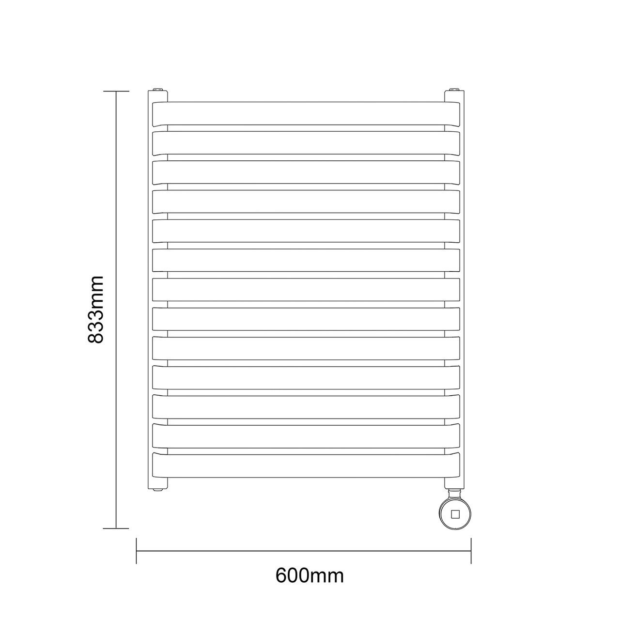 Empire Anthracite 756mm x 600mm Vertical Digital Thermostatic Electric Single Panel Radiator Dimensions