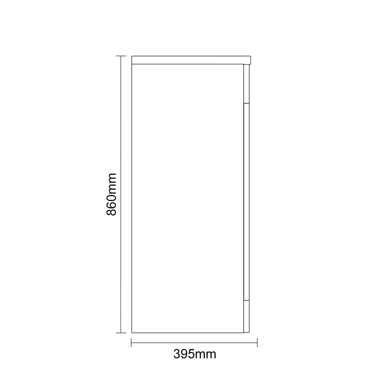 Napoli 390 Gloss White 600mm 2 Door Vanity Unit for Countertop Basins Side on Dimensions