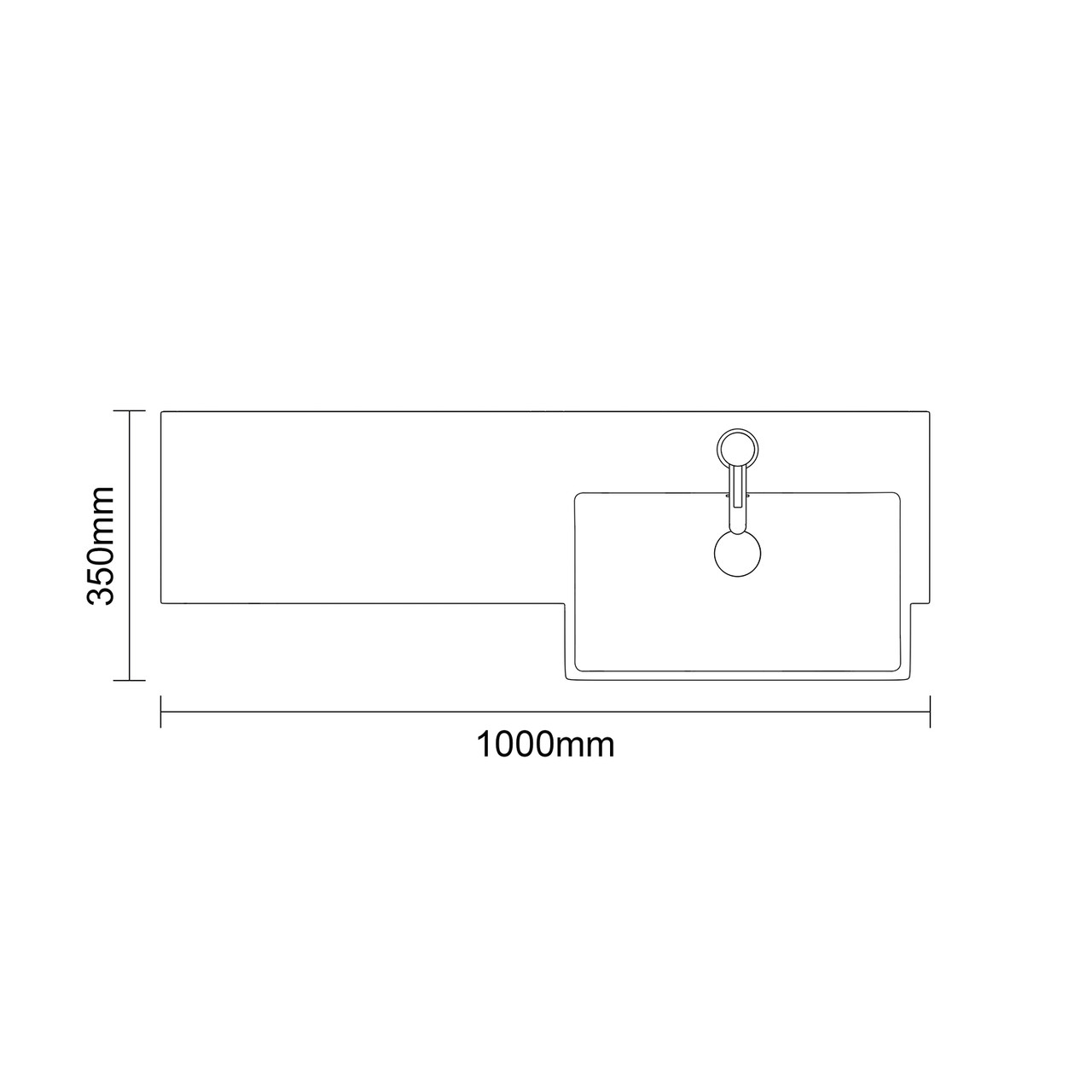 Napoli 250 Gloss Grey 1000mm 2 Door Vanity Unit Toilet Suite with Right Hand Square Rico Semi Recessed Basin Top Down Dimensions