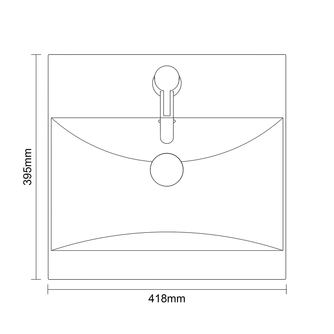 Napoli 390 Gloss Grey Pearl 400mm Single Door Vanity Unit with Glide Basin Top Down Dimensions