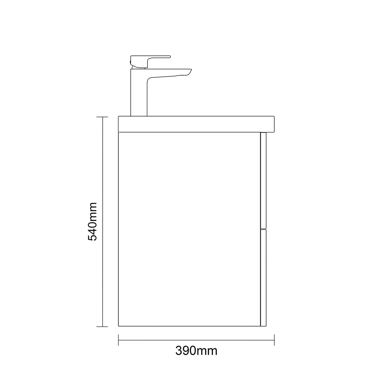Napoli 390 Light Oak 1200mm Wall Mounted 4 Drawer Vanity Unit with Double Lucia Basins Side on Dimensions