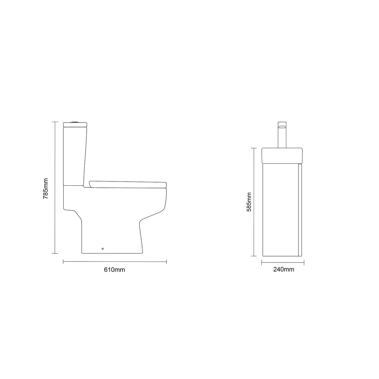 Napoli Cube Light Oak 400mm Single Door Wall Mounted Vanity Unit and Toilet Suite with Align Basin Side on Dimensions