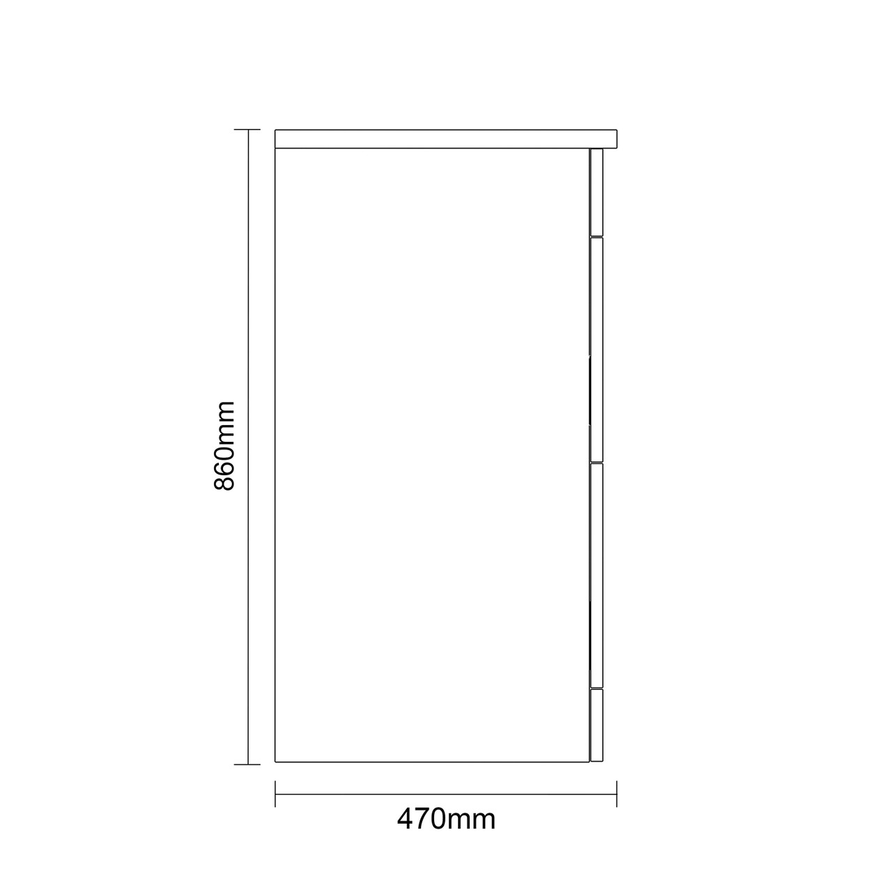 Napoli 460 Matt Black 1200mm 4 Drawer Vanity Unit for Countertop Basins Side on Dimensions