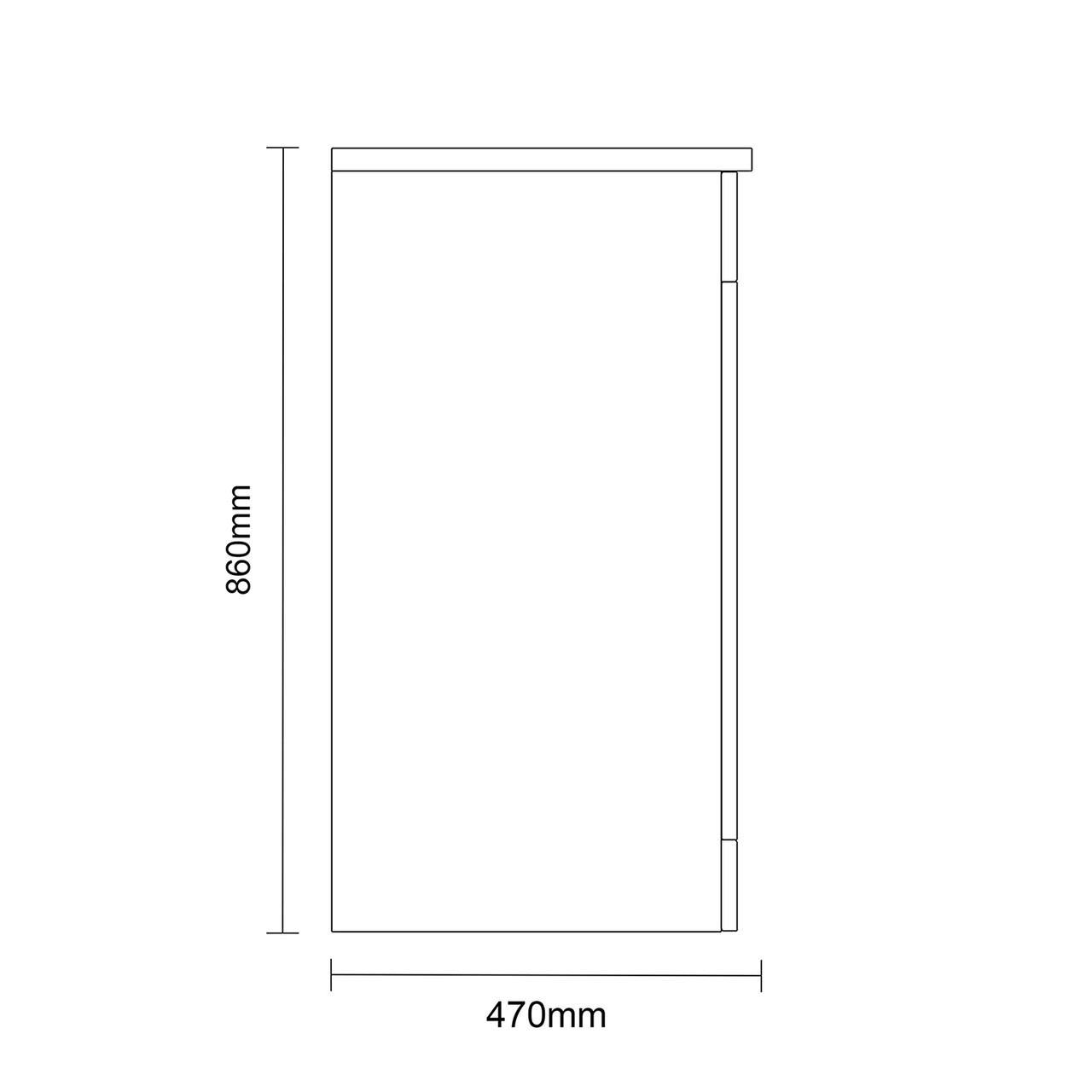 Napoli 460 Nero Oak 1200mm 4 Door Vanity Unit for Countertop Basins Side on Dimensions