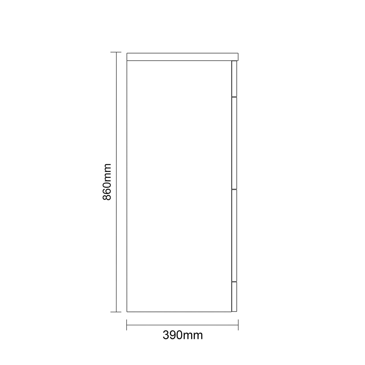 Napoli 390 Nero Oak 800mm 2 Drawer Vanity Unit for Countertop Basins Side on Dimensions
