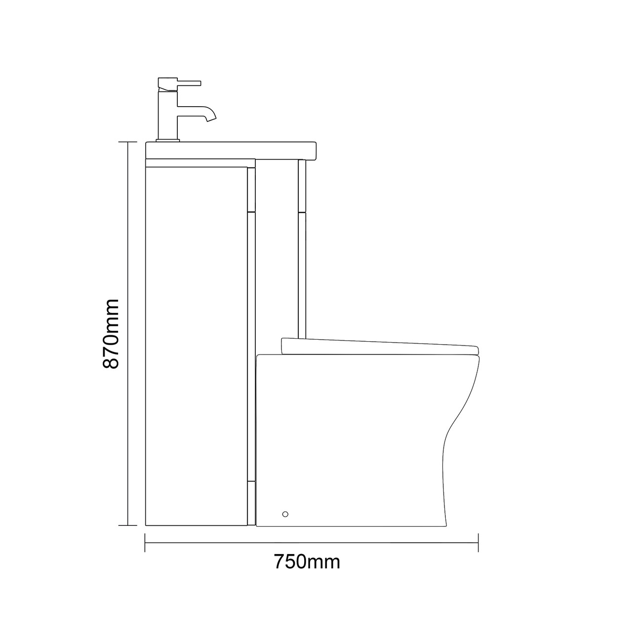 Napoli 390 Olive Green 1000mm 2 Door Vanity Unit Toilet Suite with Glide Basin Side on Dimensions