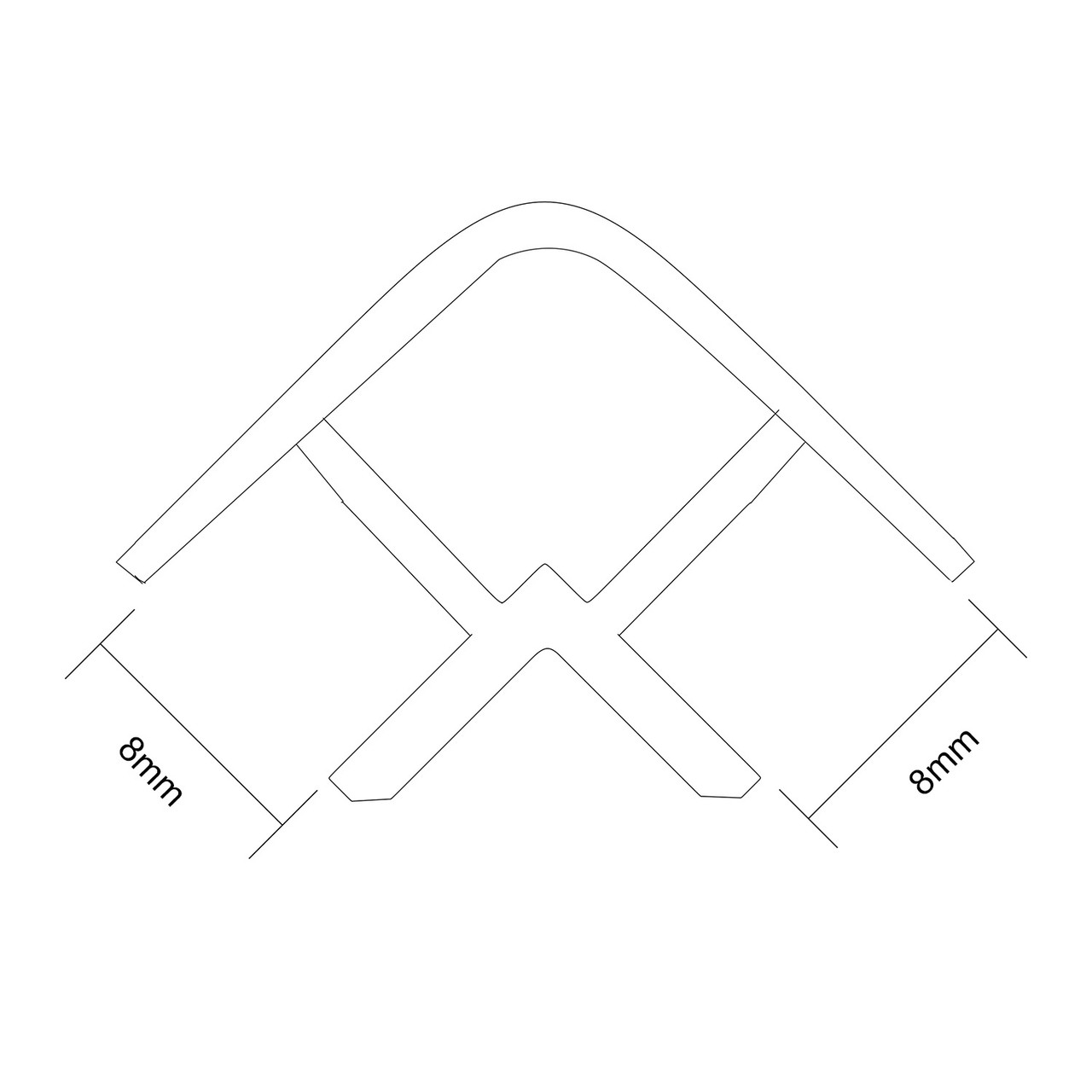 WholePanel 8mm Matt Black Anodised Aluminium Wall Panel External Corner Trim Dimensions Top