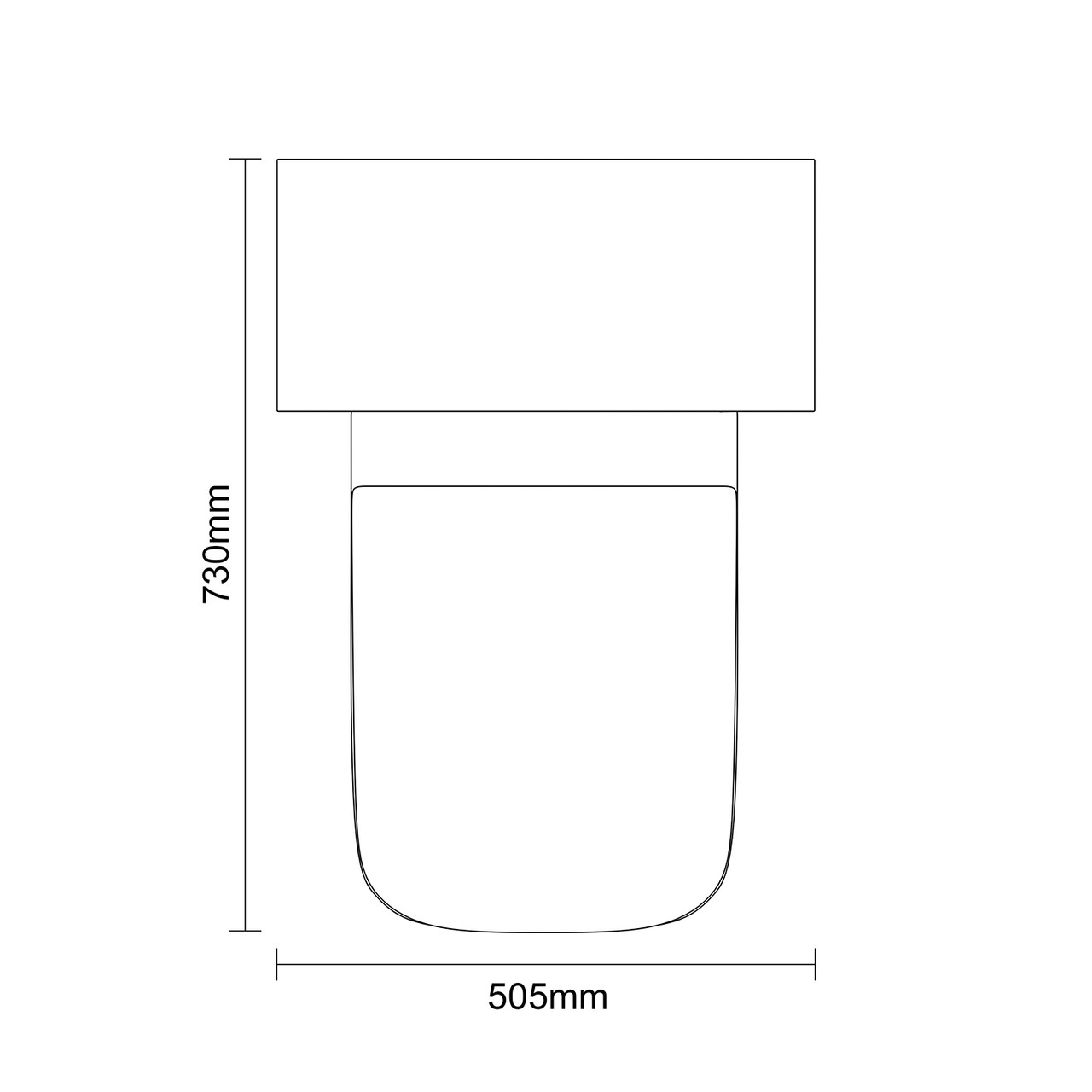 Montego Satin White 500mm Toilet Unit and Kingston Rimless Back to Wall Toilet Pan with Soft Close Toilet Seat Dimensions Top