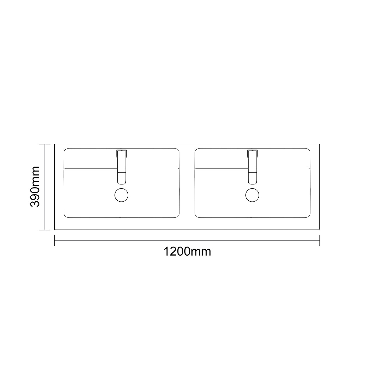 Montego Gloss White 1200mm Wall Mounted 4 Drawer Vanity Unit with Lucia Double Basin Dimensions Top