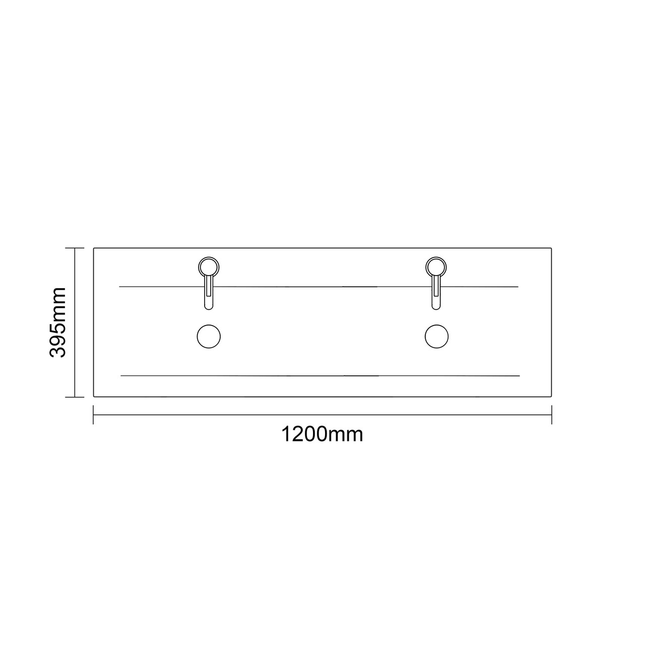 Avant Satin Grey 1200mm Wall Mounted 2 Drawer Vanity Unit with Double Glide Basins Top Down Dimensions