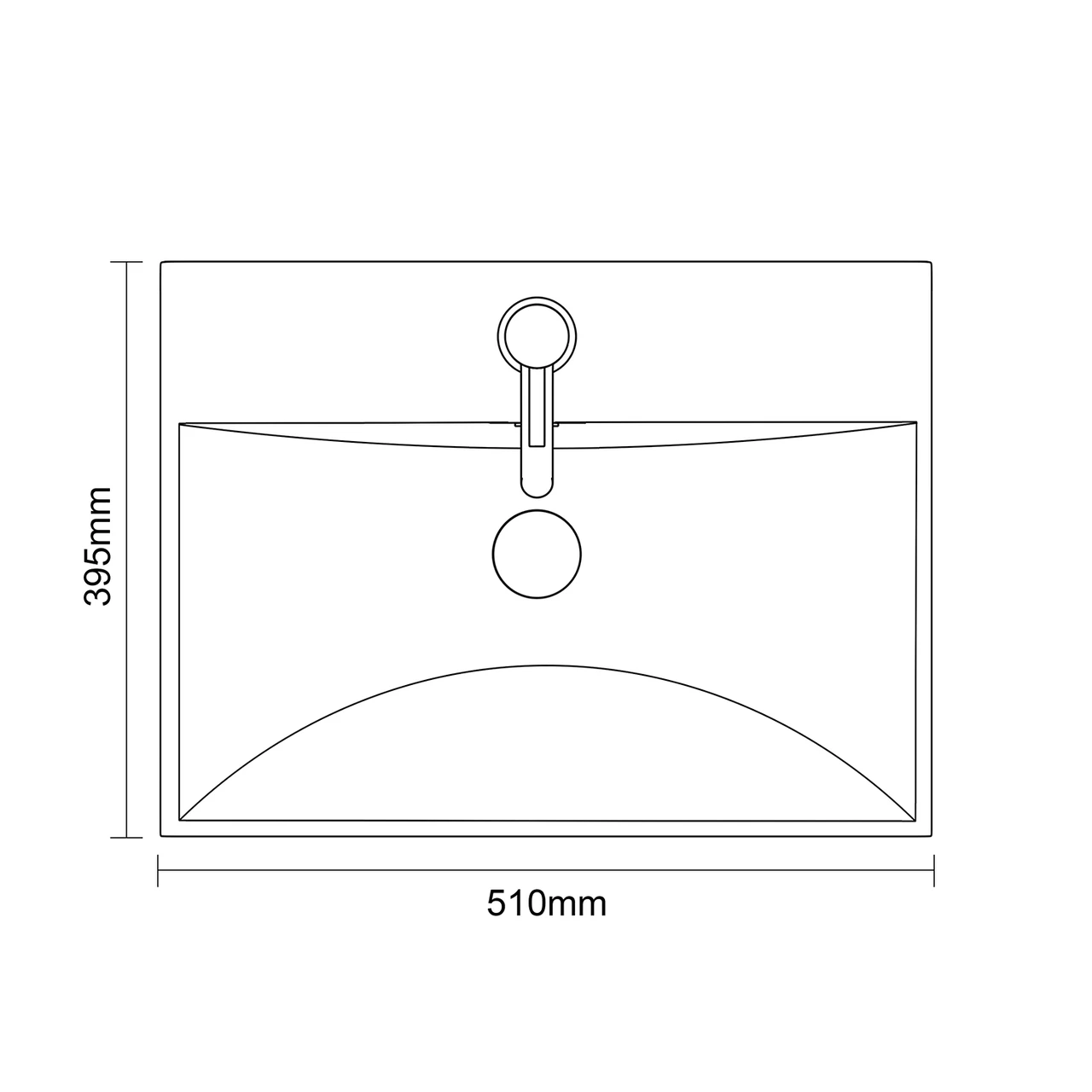 Avant Satin Grey 500mm Wall Mounted 2 Drawer Vanity Unit with Rimini Basin Top Down Dimensions