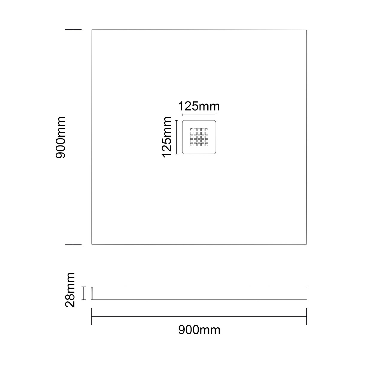 Vanta Stone Rectangular Shower Tray with Grate Dimensions
