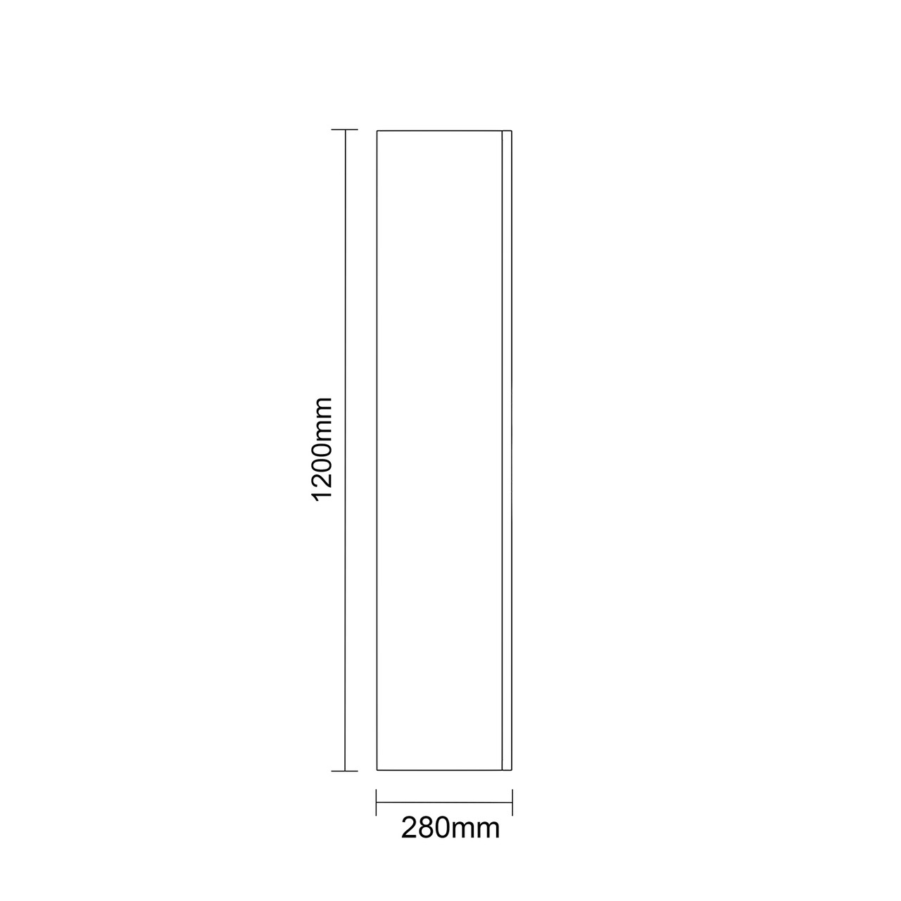 Avant Satin Green 400mm x 1200mm Wall Mounted Single Door Storage Unit Dimensions Side View