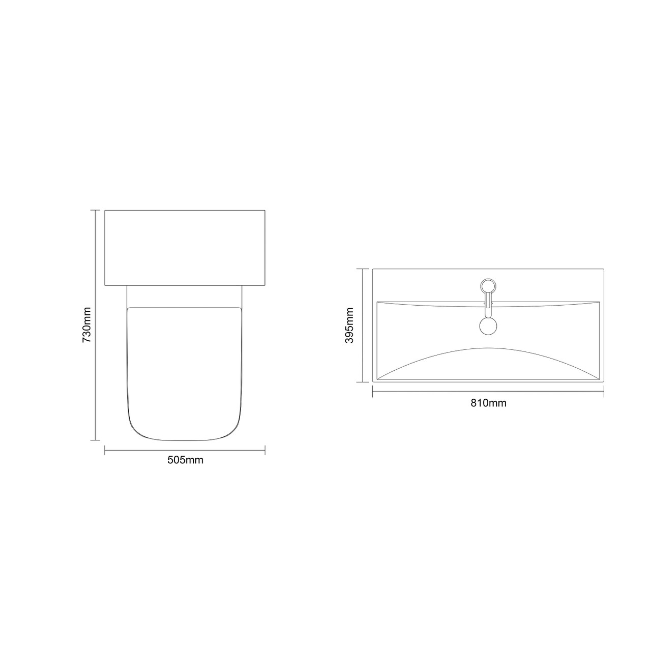 Montego Gloss White 1300mm Wall Mounted Vanity Unit and Toilet Suite with Rimini Basin Dimensions Top