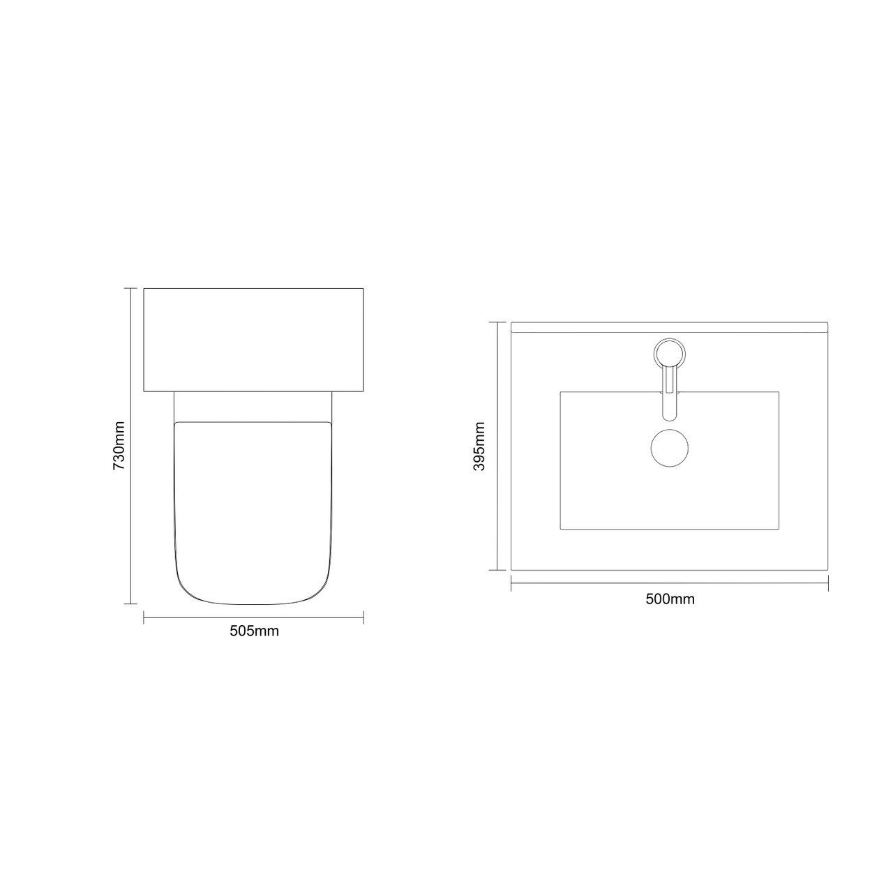 Montego Gloss White 1000mm Vanity Unit and Toilet Suite with Arc Basin Dimensions Top