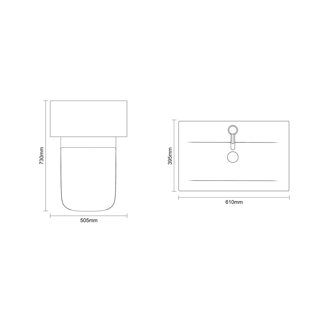 Montego Gloss White 1100mm Vanity Unit and Toilet Suite with Glide Basin Dimensions Top
