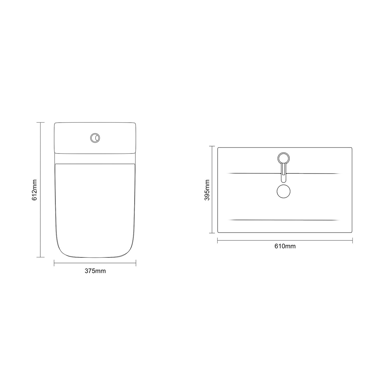 Montego Autumn Oak 600mm Wall Mounted 2 Drawer Vanity Unit and Kingston Toilet Suite with Glide Basin Dimensions Top