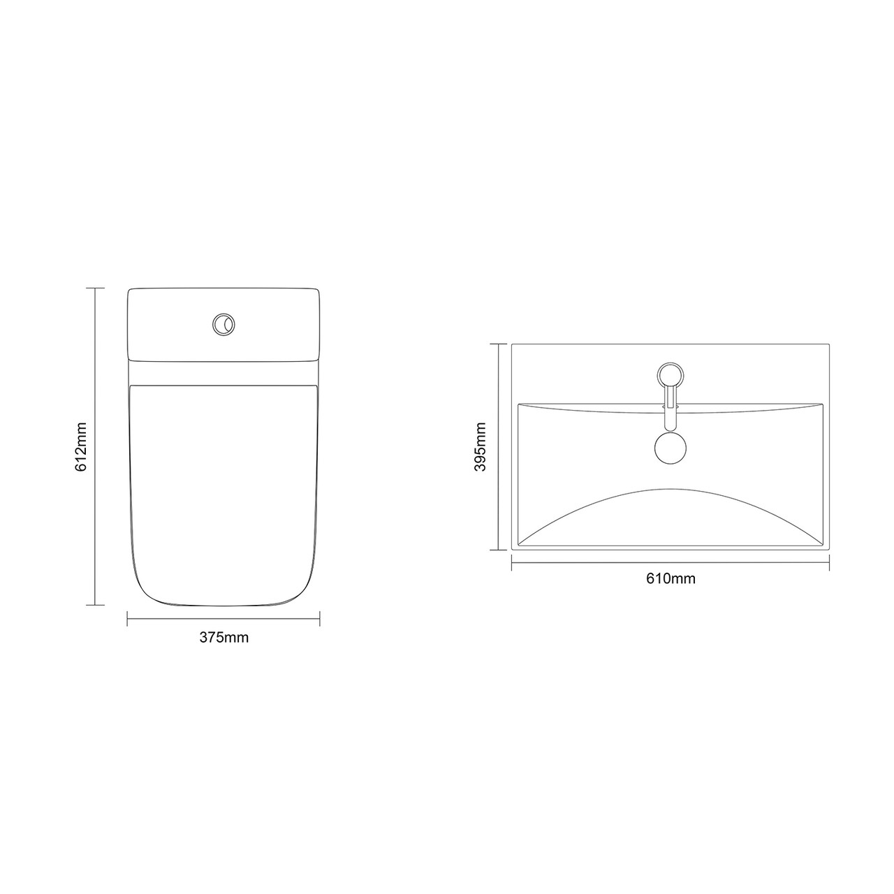Montego Graphite Grey 600mm 2 Door 1 Drawer Vanity Unit and Kingston Toilet Suite with Rimini Basin Dimensions Top