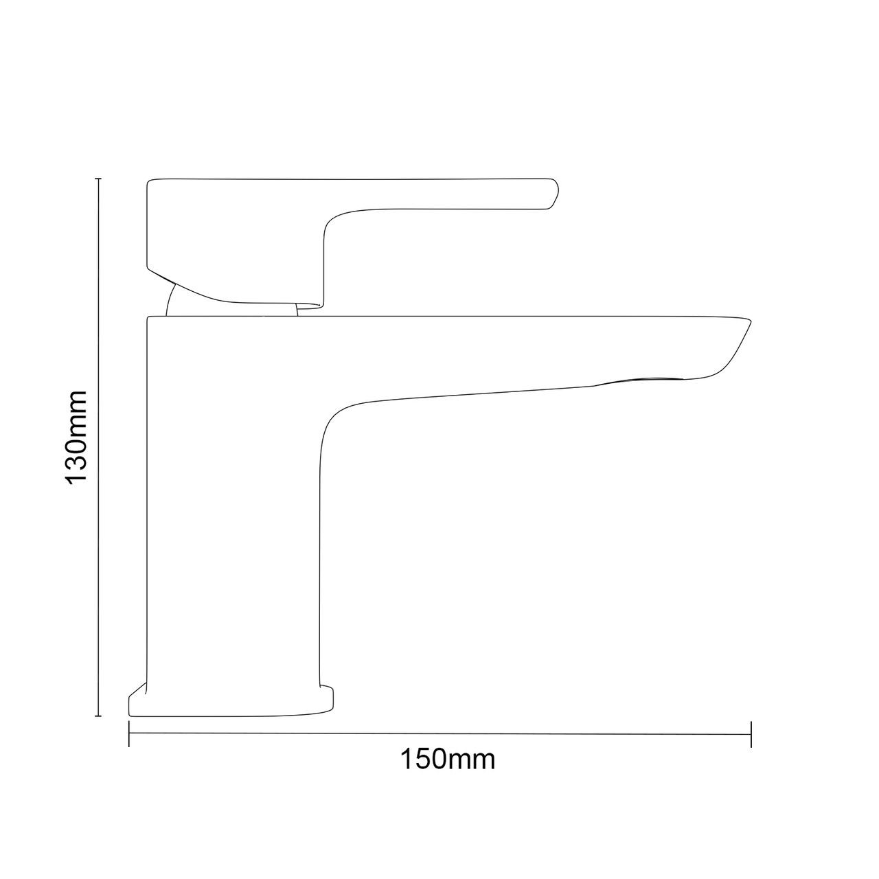 Aero Gunmetal Grey Mini Mono Basin Mixer Tap Dimensions Side