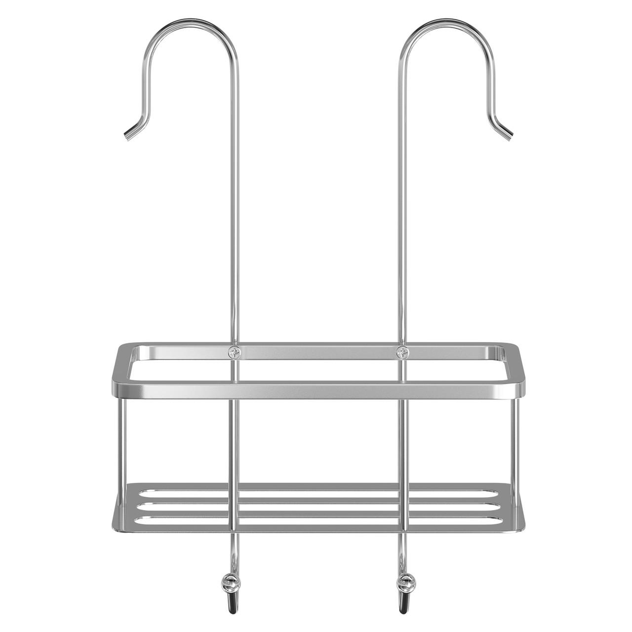 Plumboss Over Head Basket Shelf Metal Shower Caddy for Hanging Sponge, Chrome, Silver