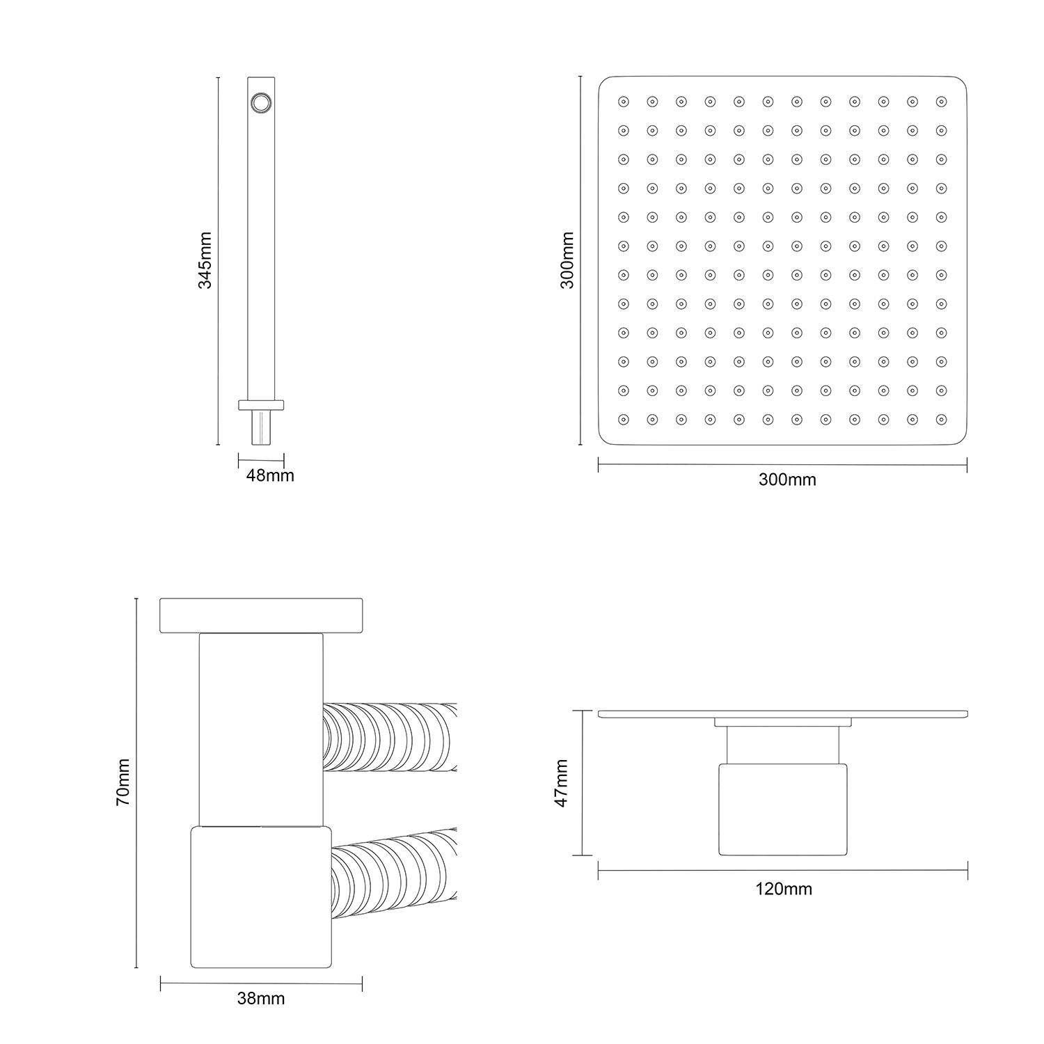 Colore Square Brushed Brass Concealed Twin Thermostatic Shower Valve