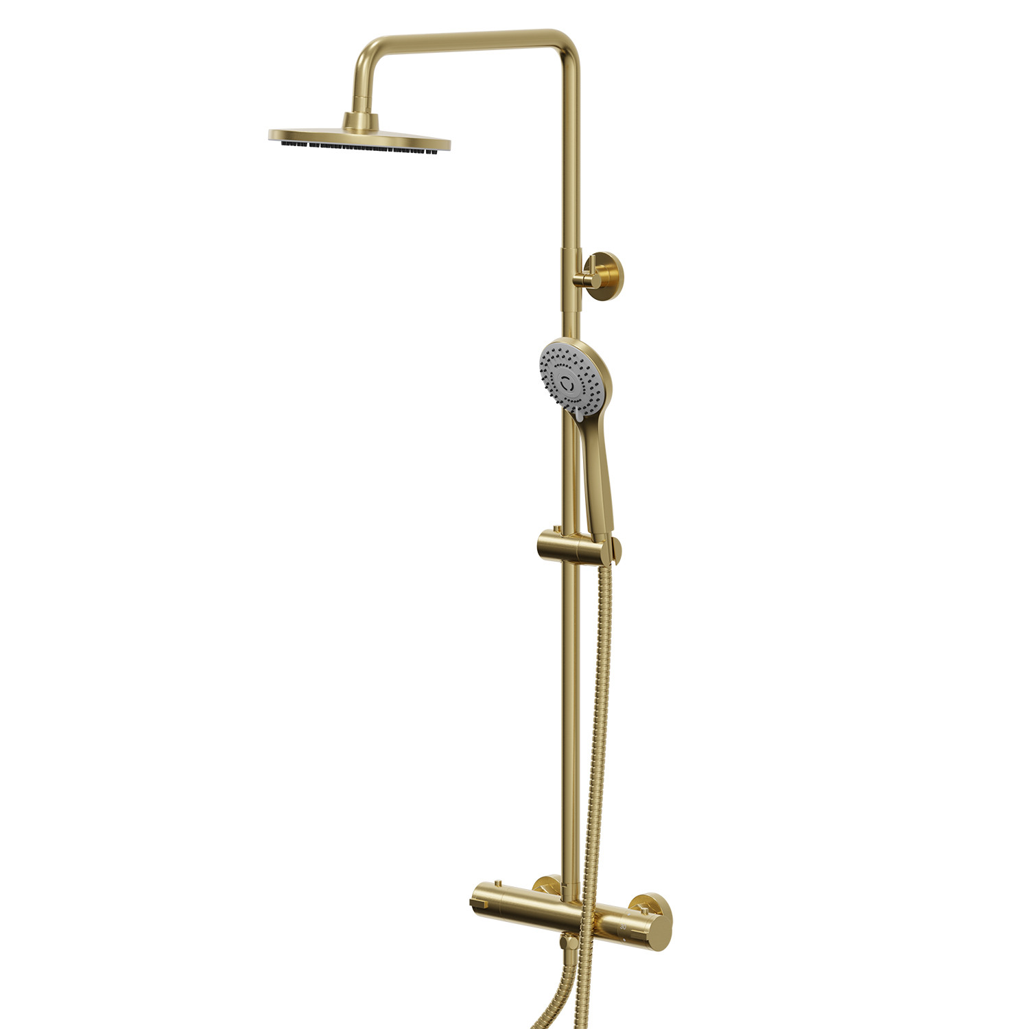 Colore Round Gunmetal Grey Thermostatic Rigid Riser Kit and Handset ...