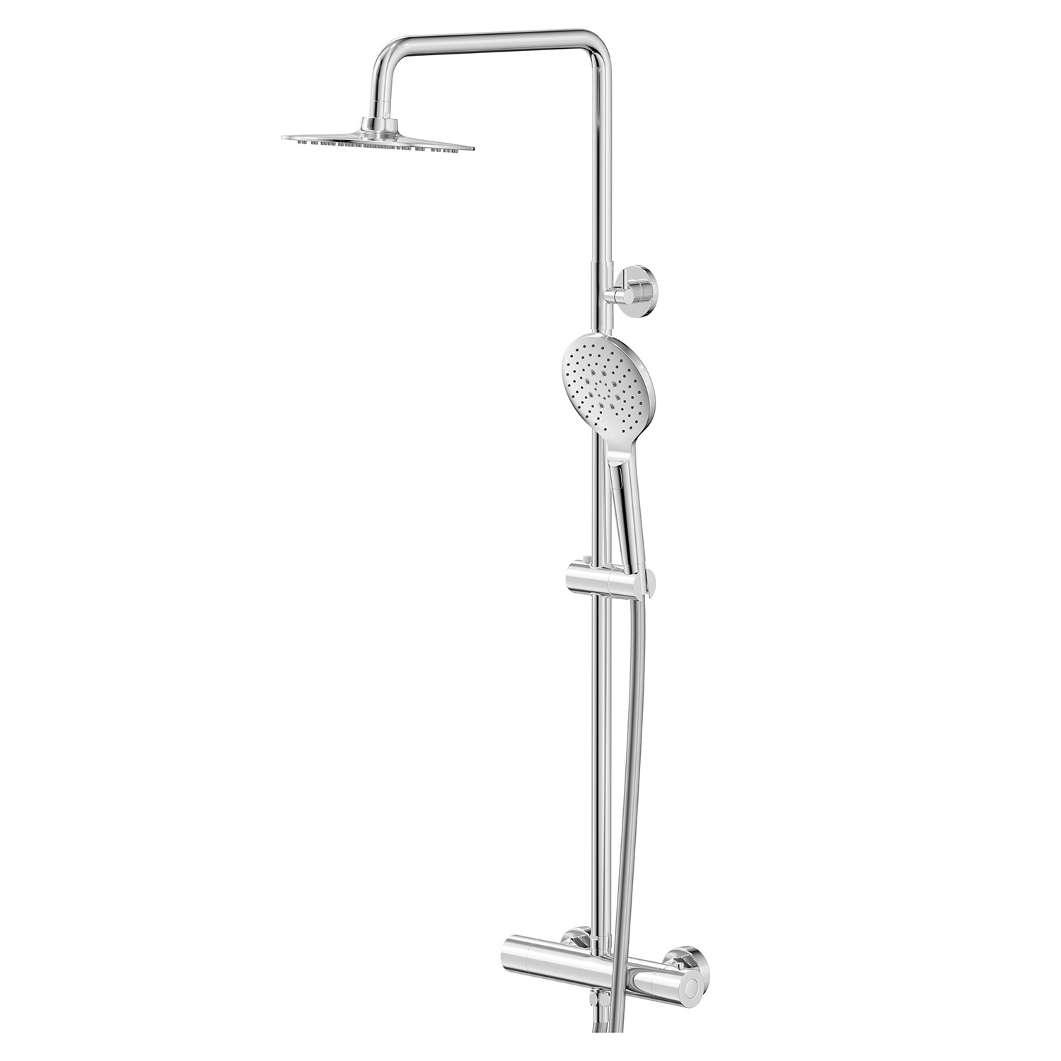 Colore Round Gunmetal Grey Thermostatic Rigid Riser Kit and Handset ...