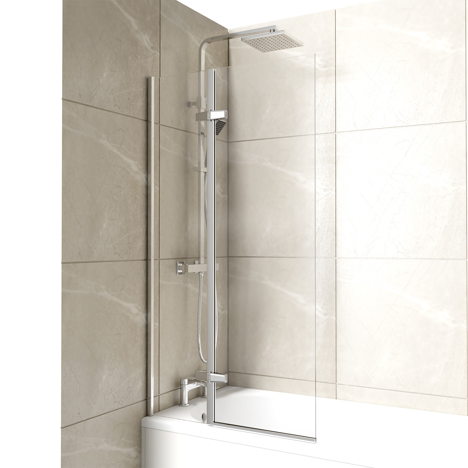 Nuie Ella 745mm Straight Hinged Bath Screen ERSS1 Wholesale Domestic