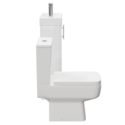 Nero Compact Gloss White 400mm 1 Door Floor Standing Cloakroom Vanity Unit and Toilet Suite including Paulo Toilet Side on View