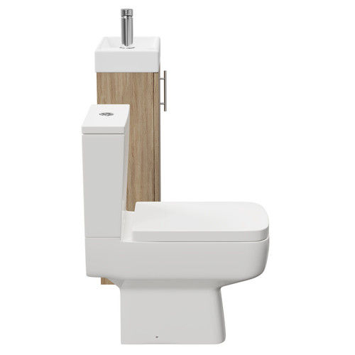 Nero Compact Oak 400mm 1 Door Floor Standing Cloakroom Vanity Unit and Toilet Suite including Paulo Toilet Side on View