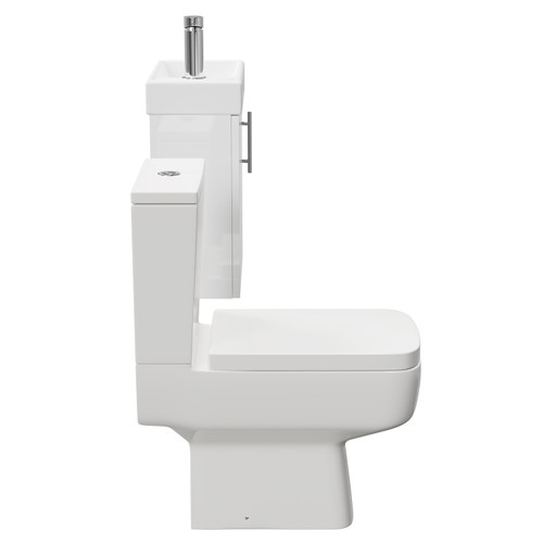 Nero Compact Gloss White 400mm 1 Door Wall Mounted Cloakroom Vanity Unit and Toilet Suite including Paulo Toilet Side on View