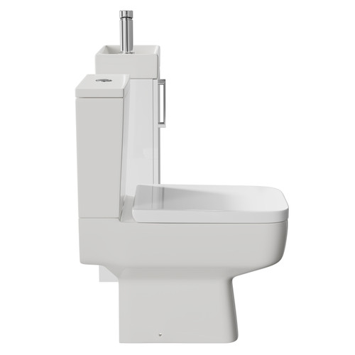 Napoli Compact Gloss White 400mm Cloakroom Vanity Unit and Toilet Suite including Paulo Toilet and Floor Standing Vanity Unit with Single Door and Polished Chrome Handle Side View