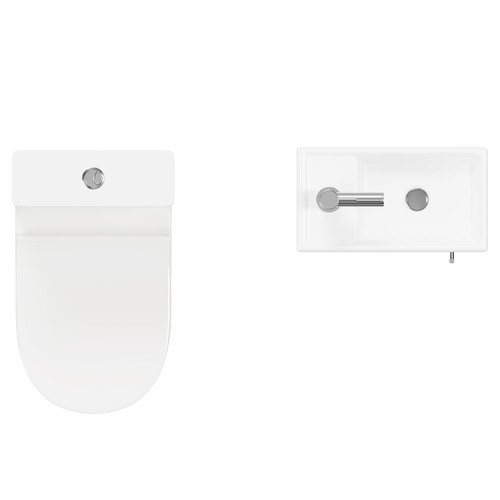 Nero Compact Gloss White 400mm 1 Door Floor Standing Cloakroom Vanity Unit and Toilet Suite including Jubilee Open Back Toilet Top View from Above