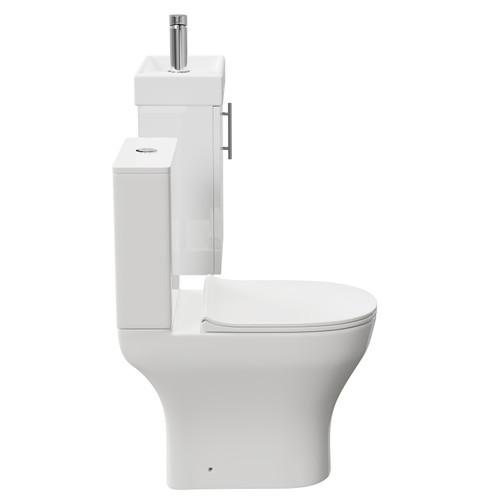 Nero Compact Gloss White 400mm 1 Door Wall Mounted Cloakroom Vanity Unit and Toilet Suite including Jubilee Open Back Toilet Side on View