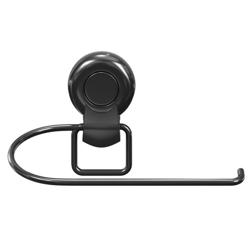 SuctionLoc Black Wall Mounted Toilet Roll Holder Front View